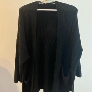 Topshop Black Oversized Ribbed Cardigan